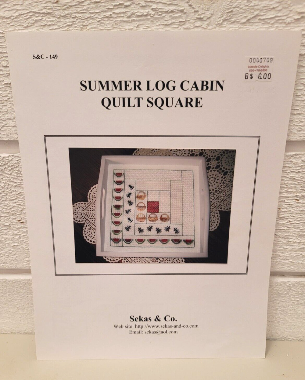 Sekas & Co Summer Log Cabin Quilt Square Cross Stitch Pattern Leaflet